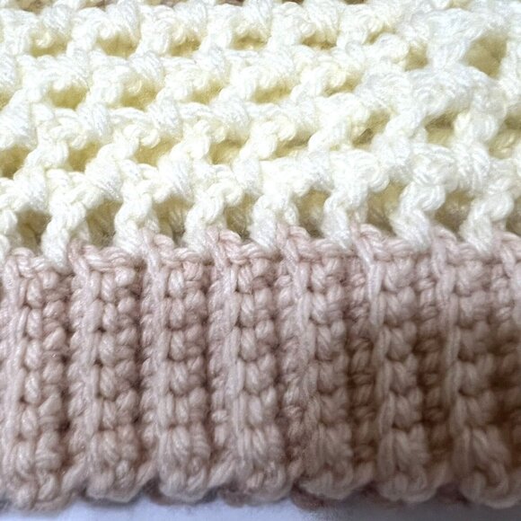 Handmade Slouchy Crochet Beanie Ombre Cream Rose Boho Unisex Cozy Winter Hat ✨ - Picture 8 of 10